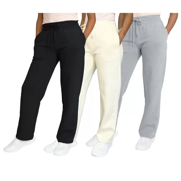Blue Ice Pants - Blue Ice Black Wide Leg Fleece Sweatpants Cozy High Waist Lounge Pants Large